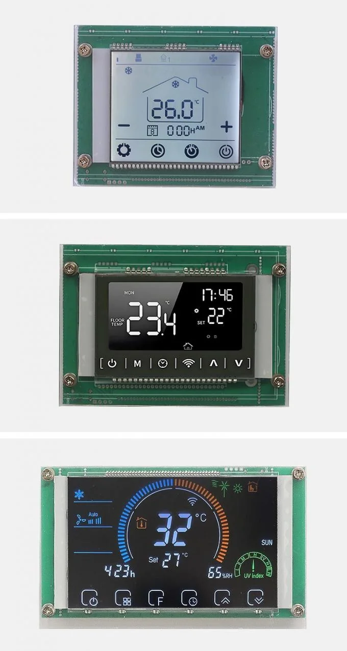 Custom Segment LCD Display with Incell capacitive touchscreen for industrial controls - detail photo 1